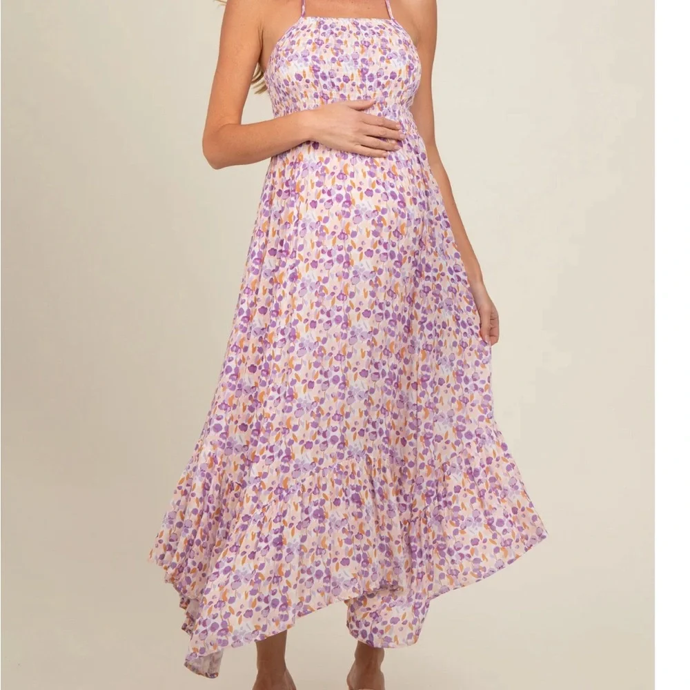 Pinkblush floral maternity dress with pockets - Picture 2 of 5